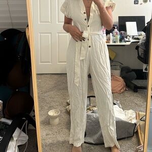 Mango Cream Button-Down Jumpsuit